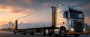 Semi-trailer truck on a highway